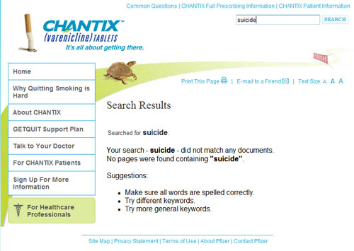 Chantix Suicide Search Results